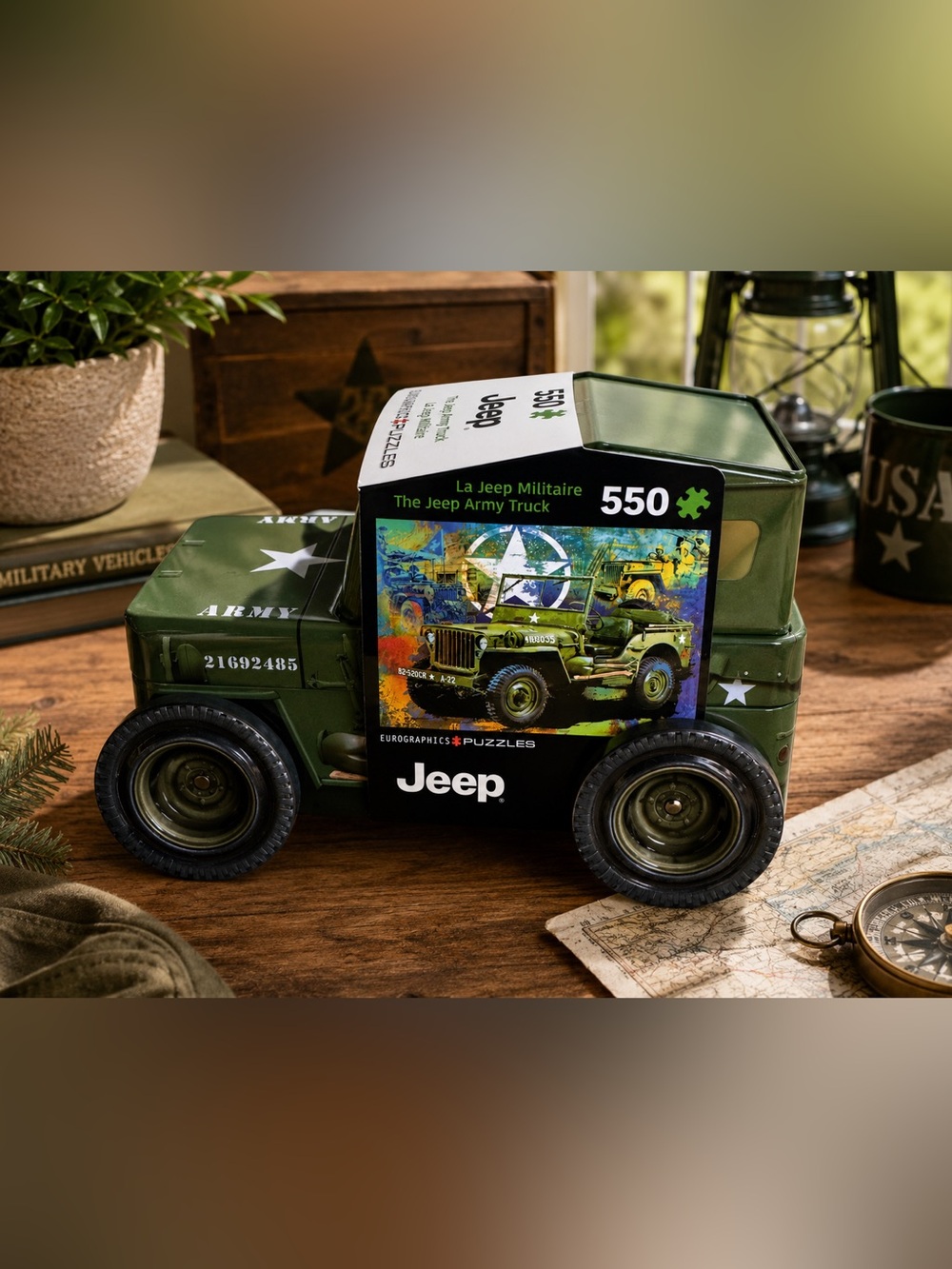 Jeep Green Military Toy Truck Puzzle Box - Home Office Decor